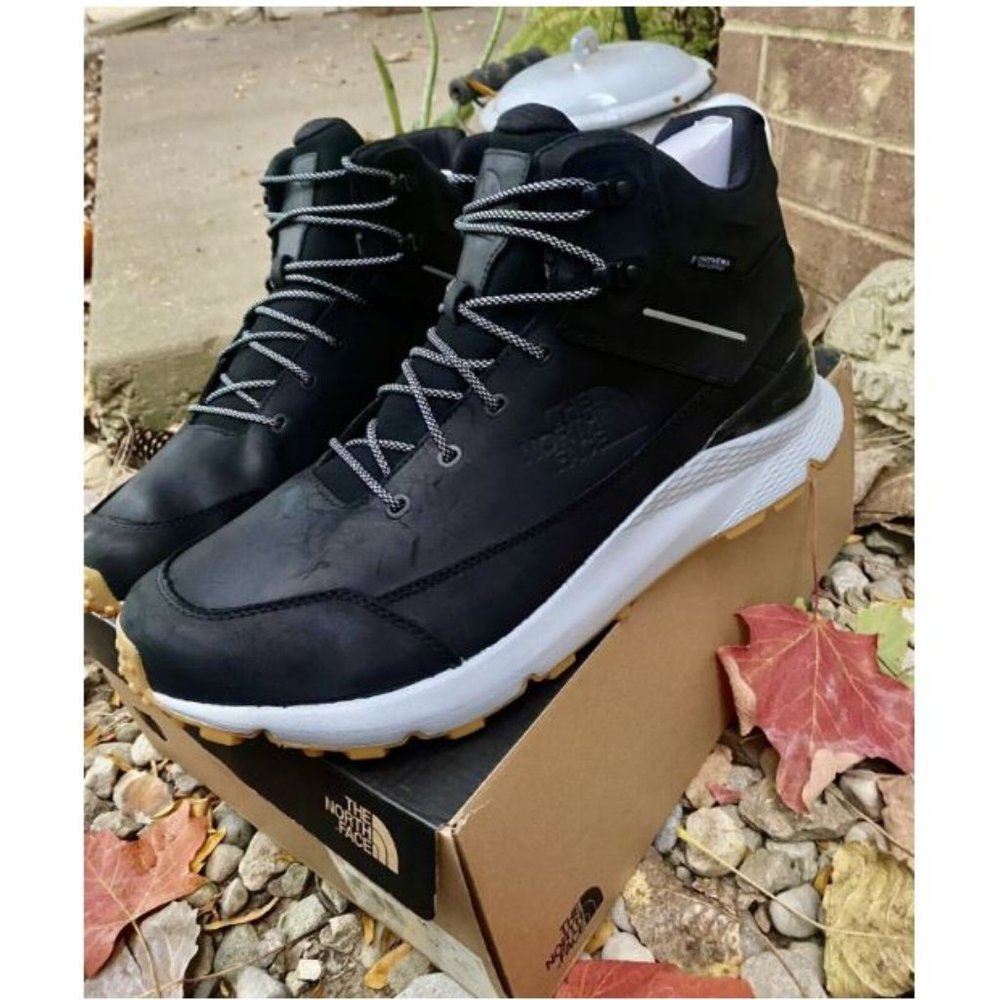 The North Face Men's Vals Mid Leather Waterproof Black Hiking Boots Size 8.5 New